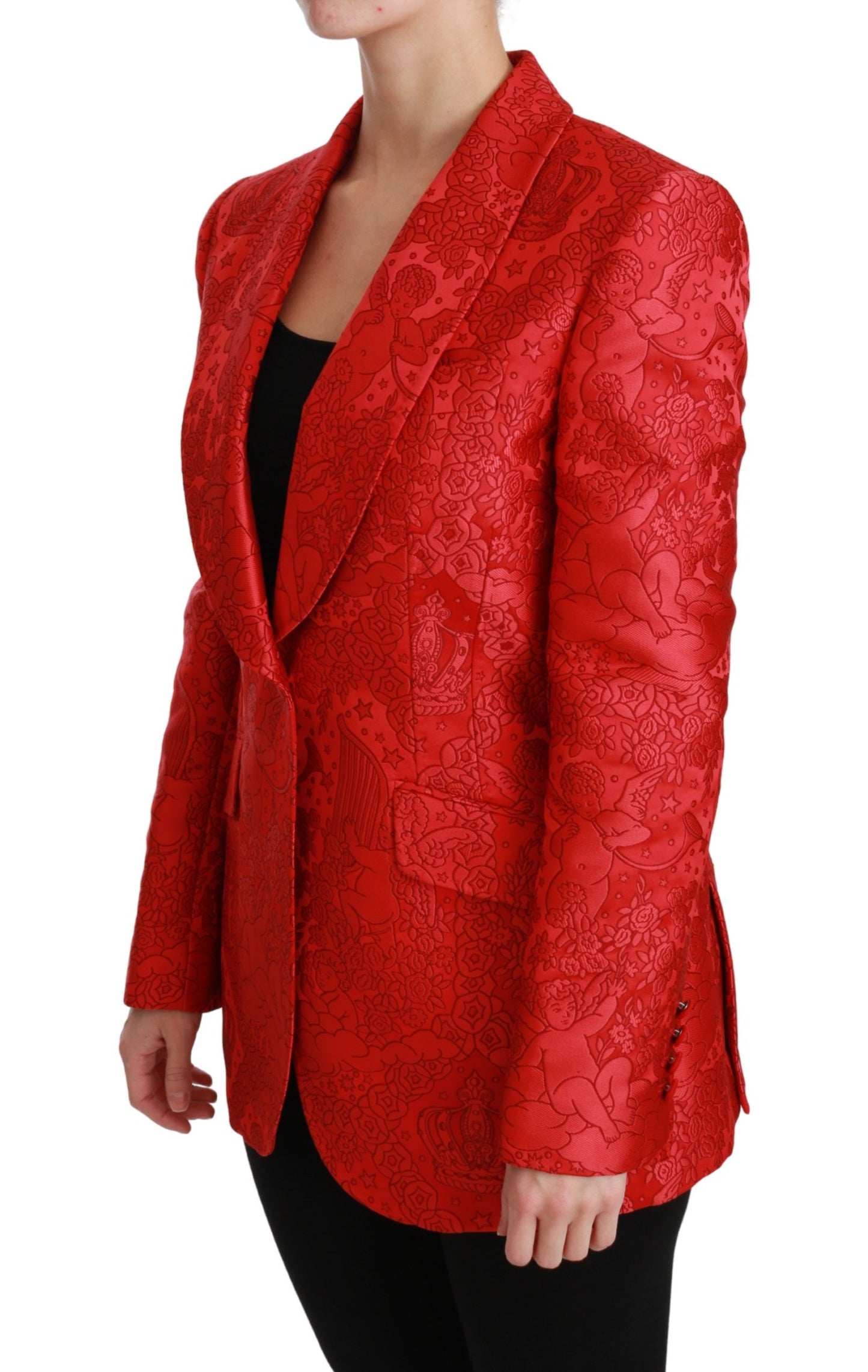 Dolce & Gabbana Roter geblümter Blazer mit Engelsmuster