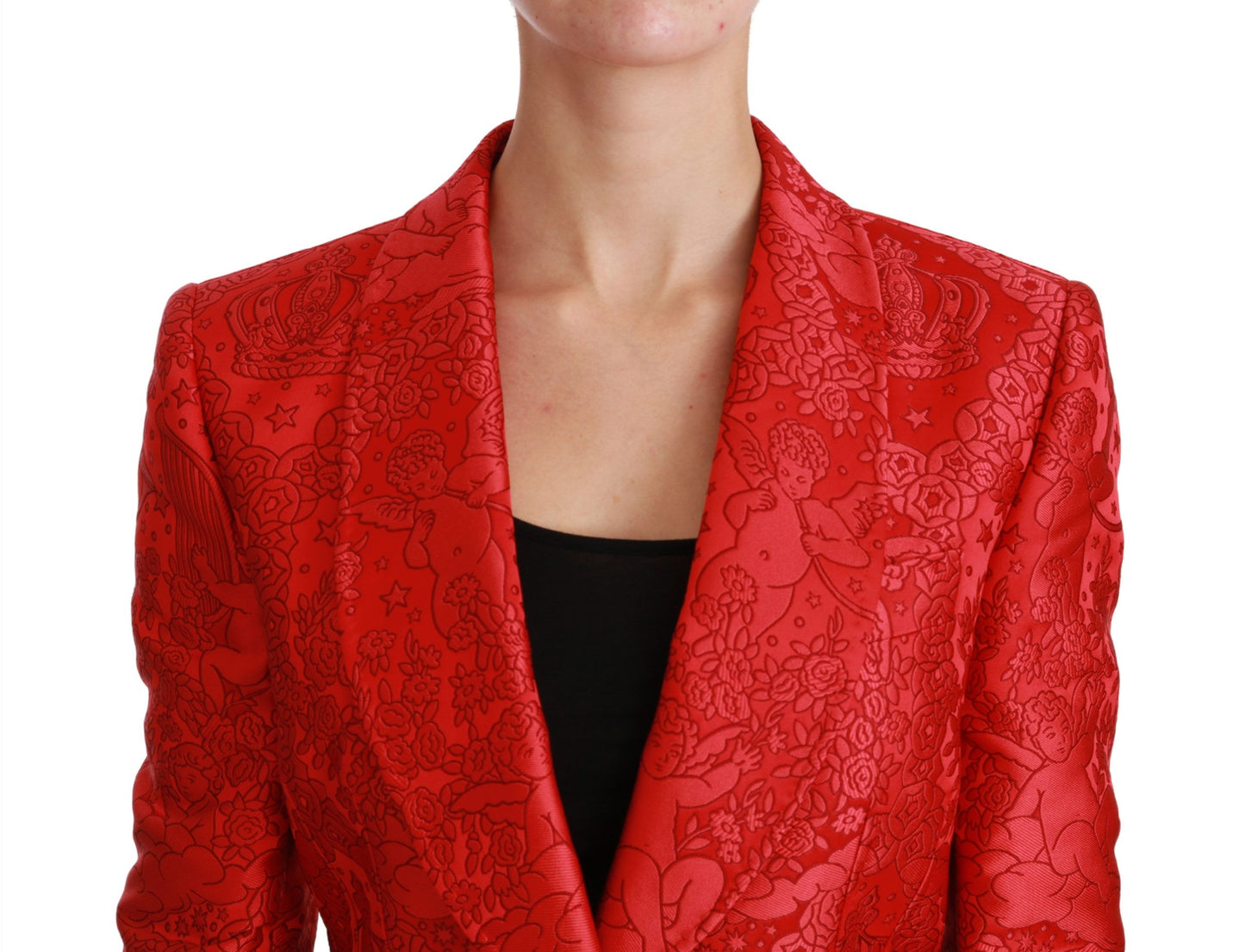 Dolce & Gabbana Roter geblümter Blazer mit Engelsmuster