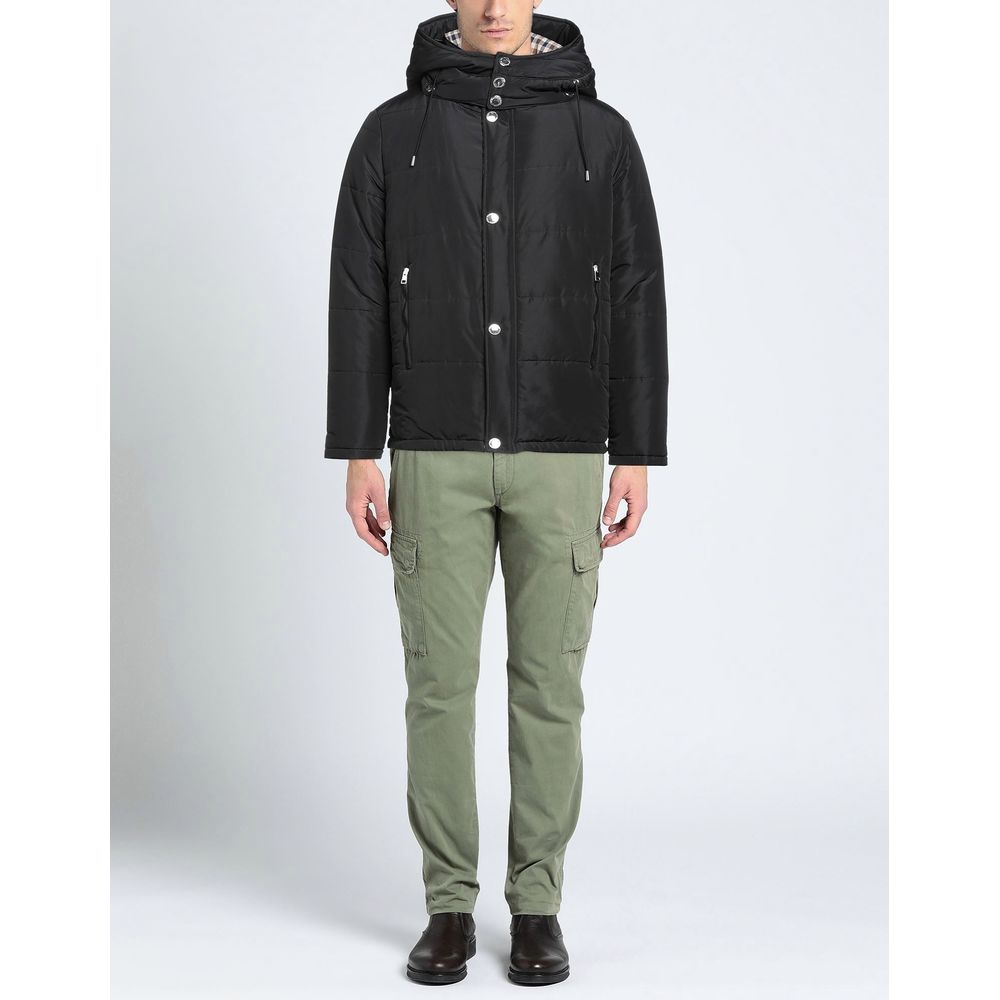 Elegant black jacket with detachable hood