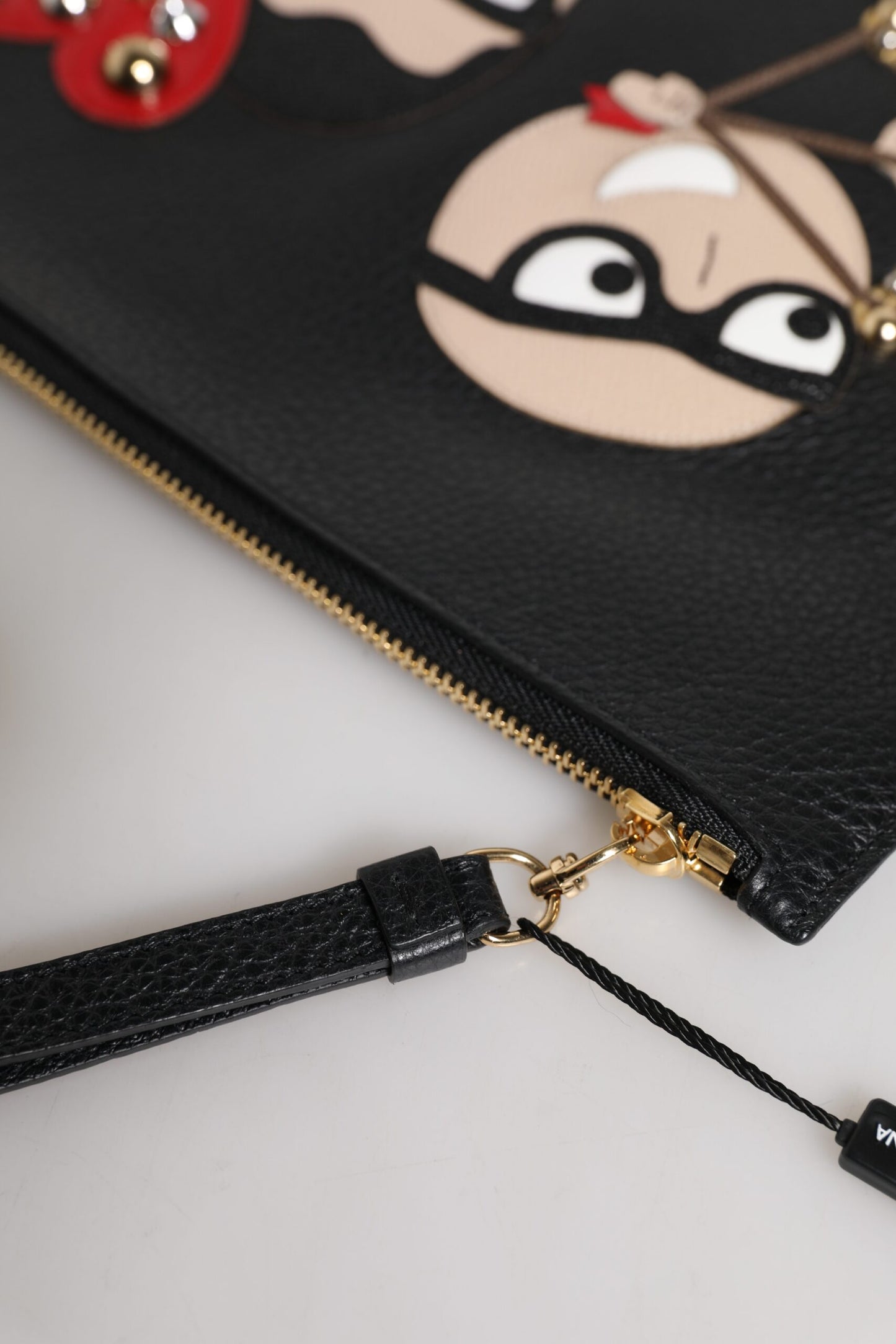 Dolce & Gabbana Schwarze #DGFamily verschönerte Leder Clutch Tasche