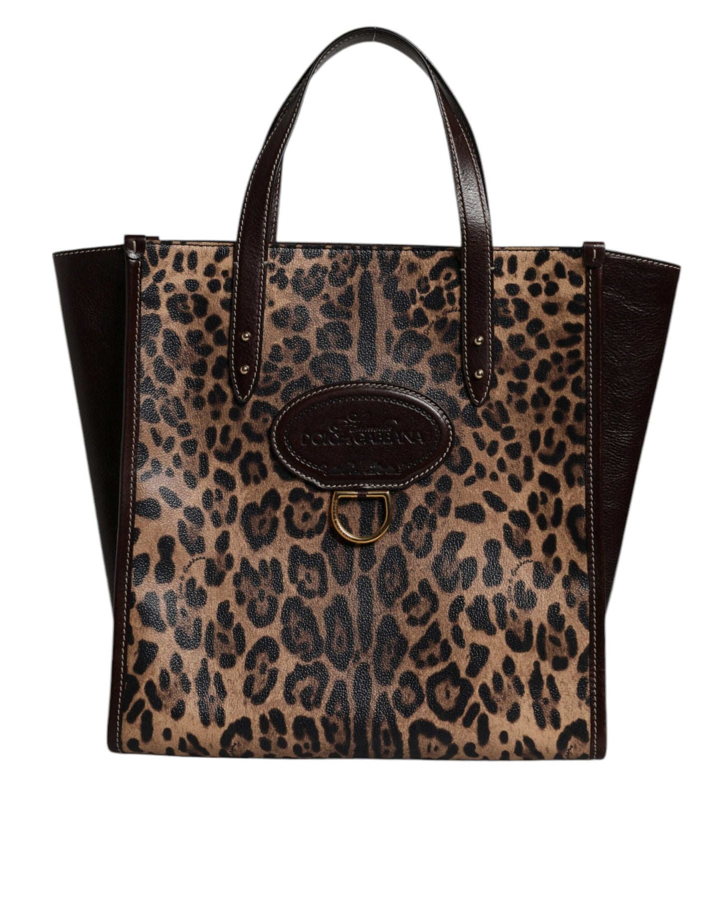 Dolce & Gabbana Braune Leopardenleder-Schulterriemen-Tasche