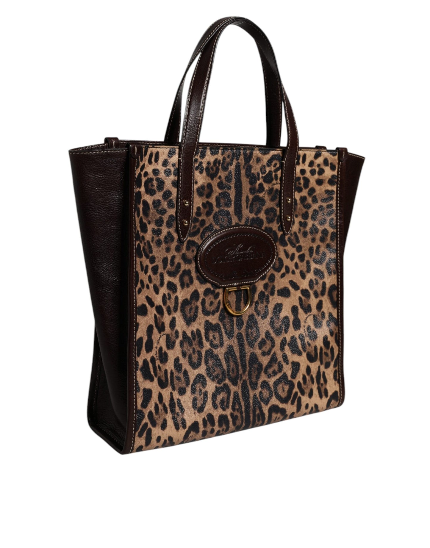 Dolce & Gabbana Braune Leopardenleder-Schulterriemen-Tasche