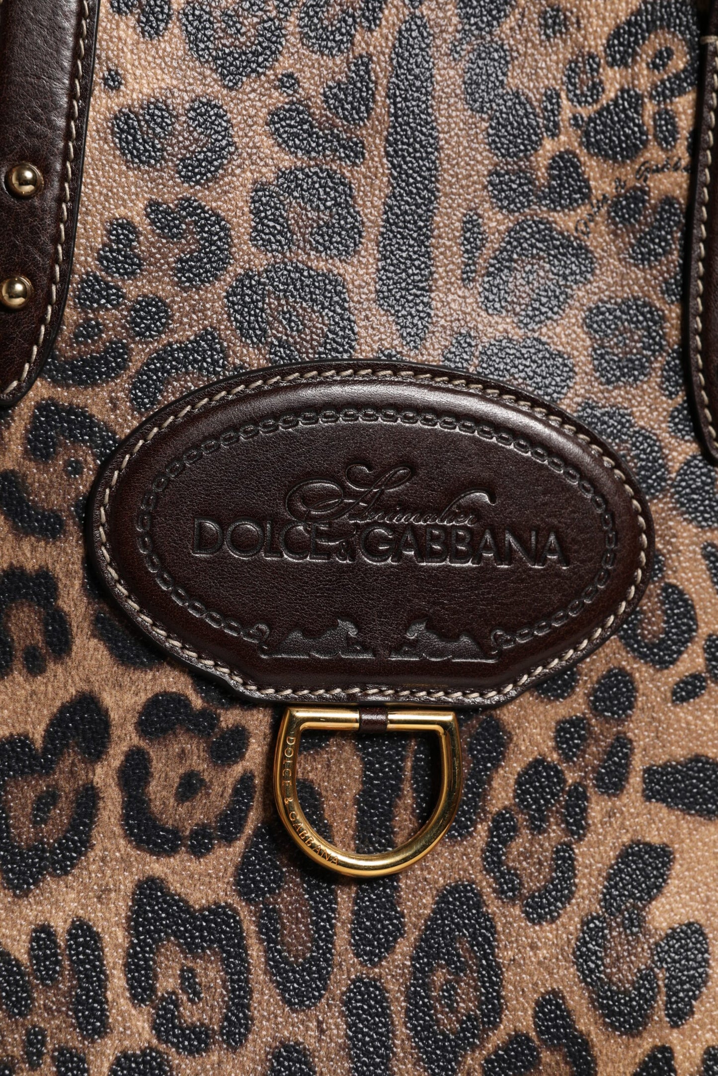 Dolce & Gabbana Braune Leopardenleder-Schulterriemen-Tasche