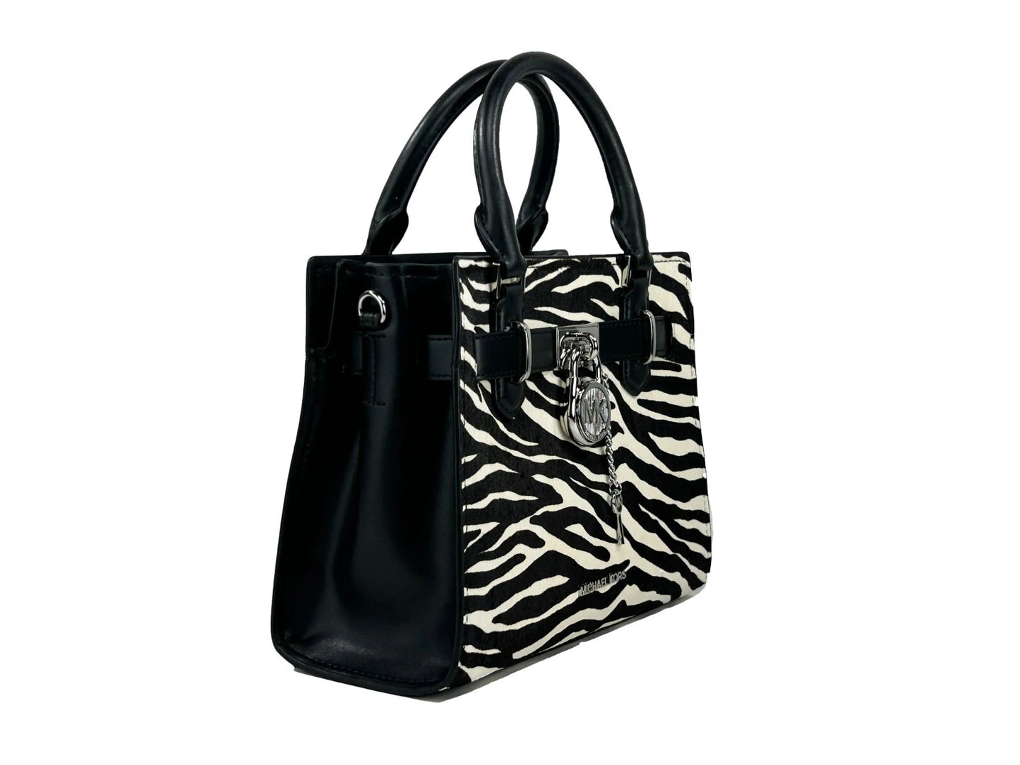 Michael Kors Hamilton Small Leder Zebra Print Satchel Crossbody Schwarz/Weiß