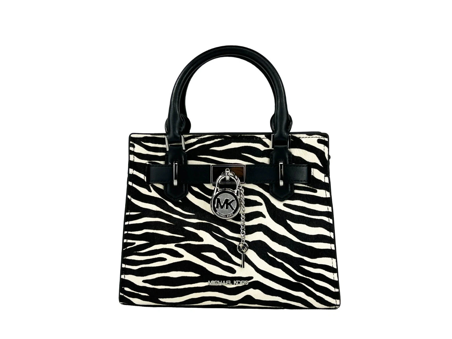 Michael Kors Hamilton Small Leder Zebra Print Satchel Crossbody Schwarz/Weiß