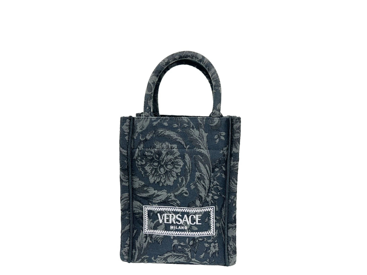 Versace Athena Barocco Mini Top Handle Tote Crossbody Bag Schwarz