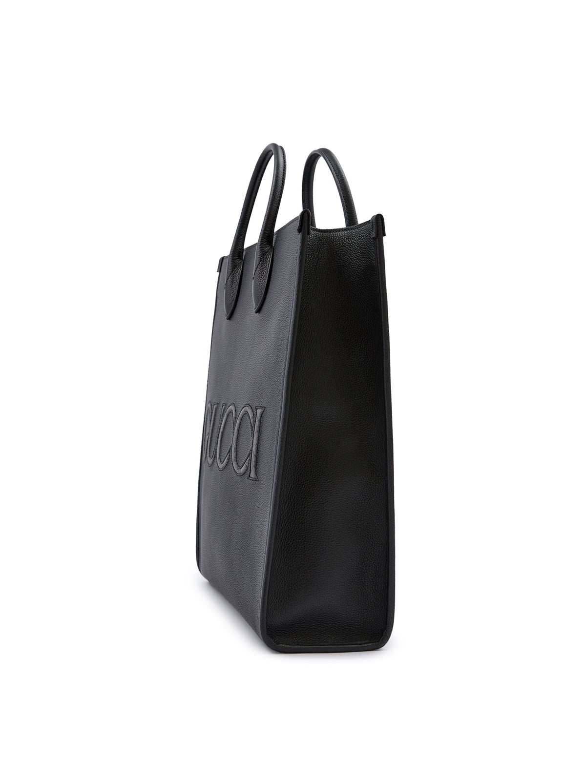 Gucci Schwarzes Leder Logo Medium Tote Bag