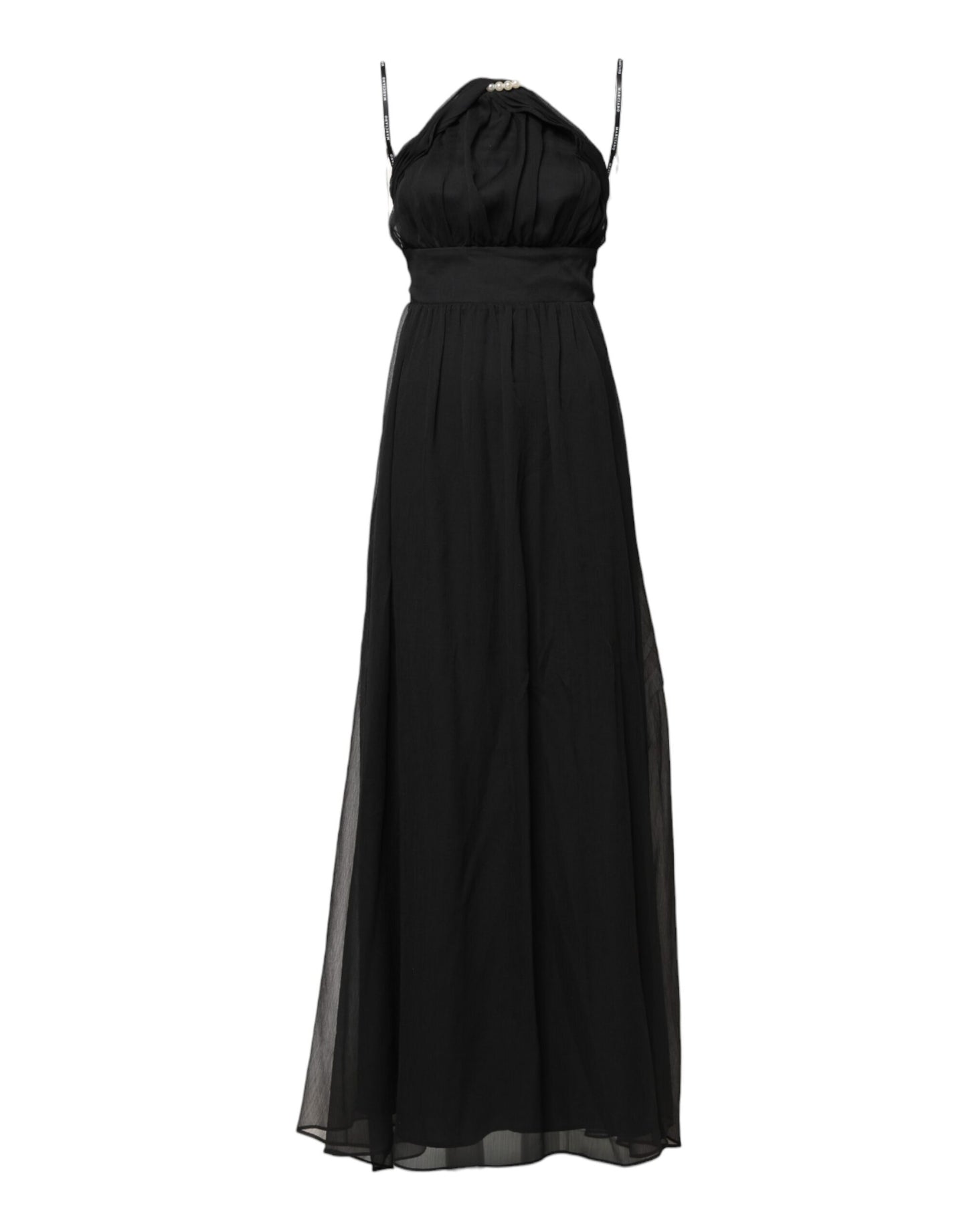 Marciano by Guess Schwarzes ärmelloses langes Kleid aus Tüll und Perlen