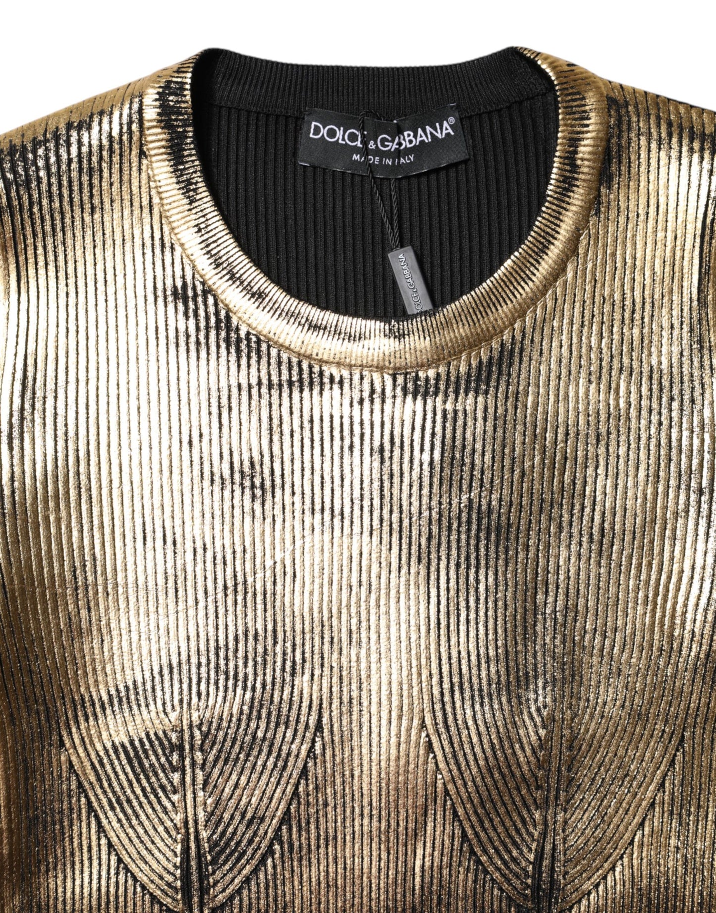 Dolce & Gabbana Gold Rundhalsausschnitt Langarmpullover Top