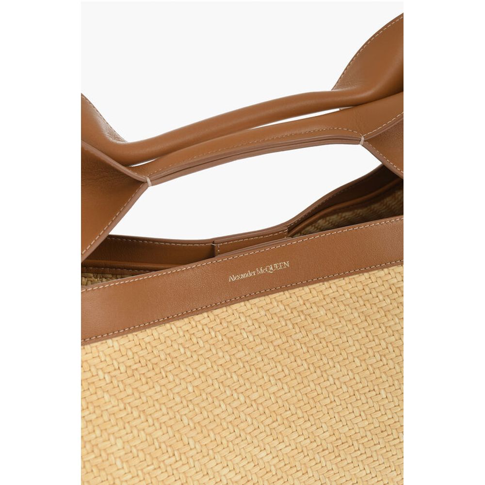 Alexander McQueen Tote Tasche aus braunem Raffia