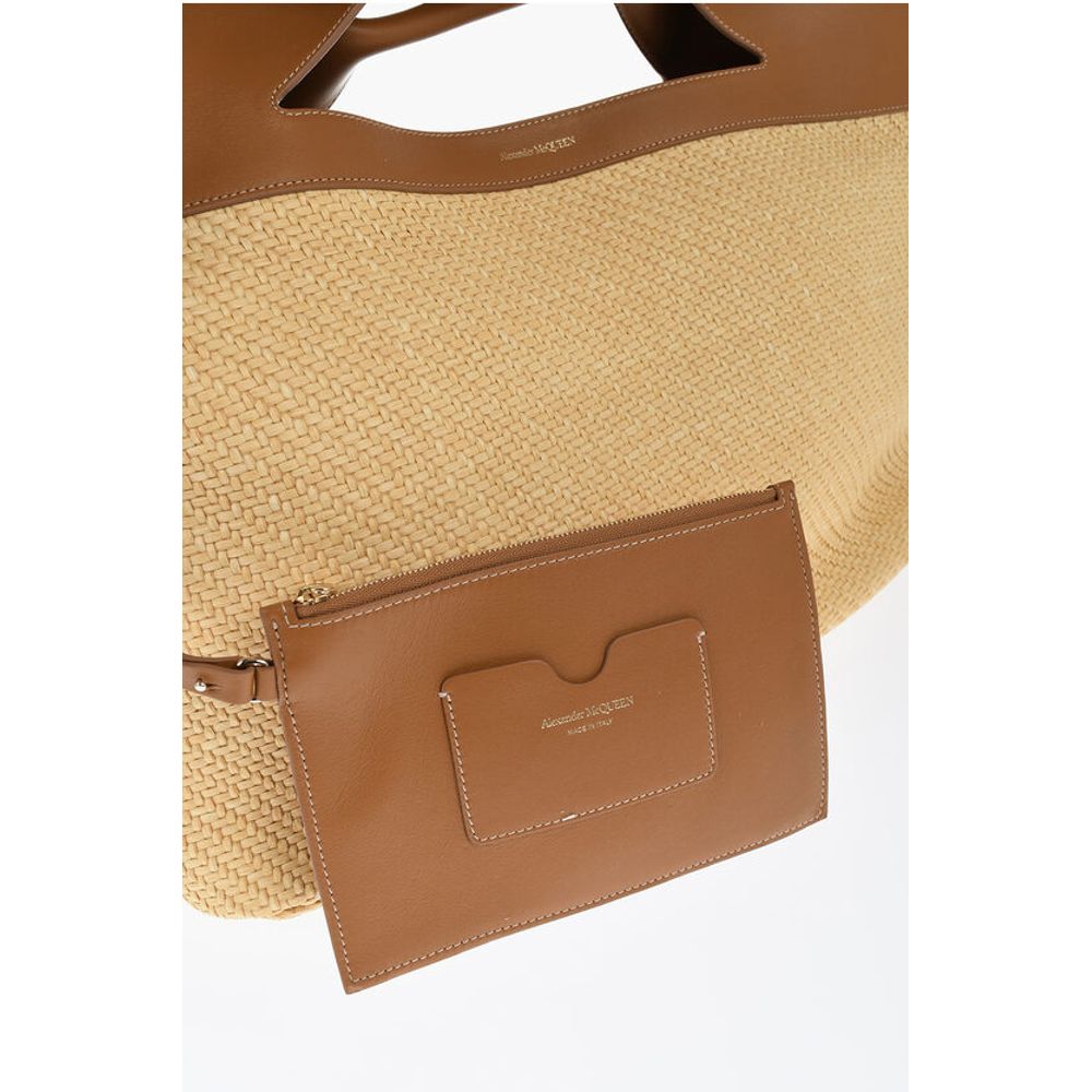 Alexander McQueen Tote Tasche aus braunem Raffia