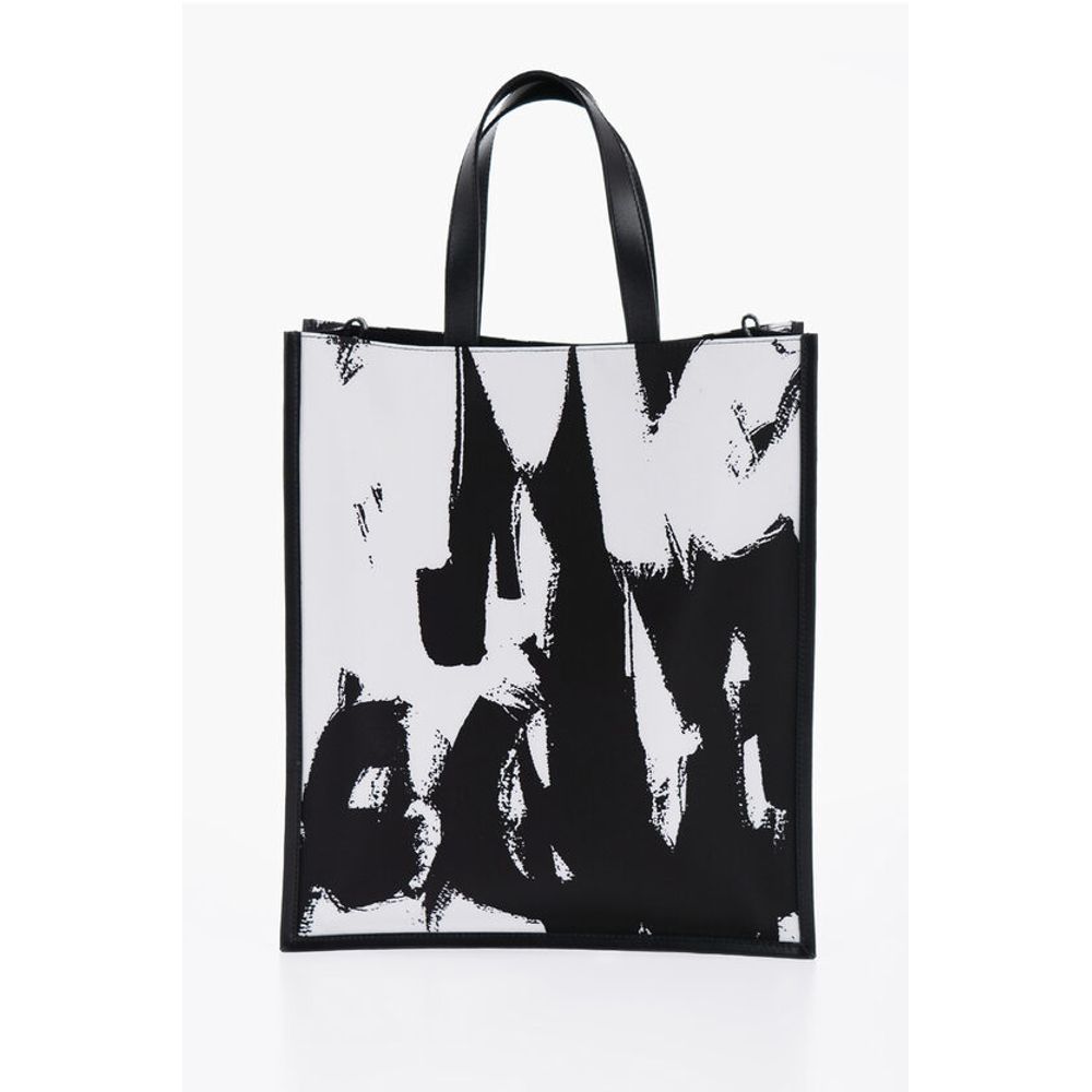 Alexander McQueen Schwarze und weiße Nylon-Umhängetasche