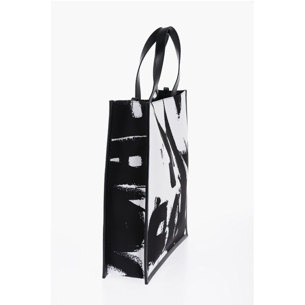 Alexander McQueen Schwarze und weiße Nylon-Umhängetasche