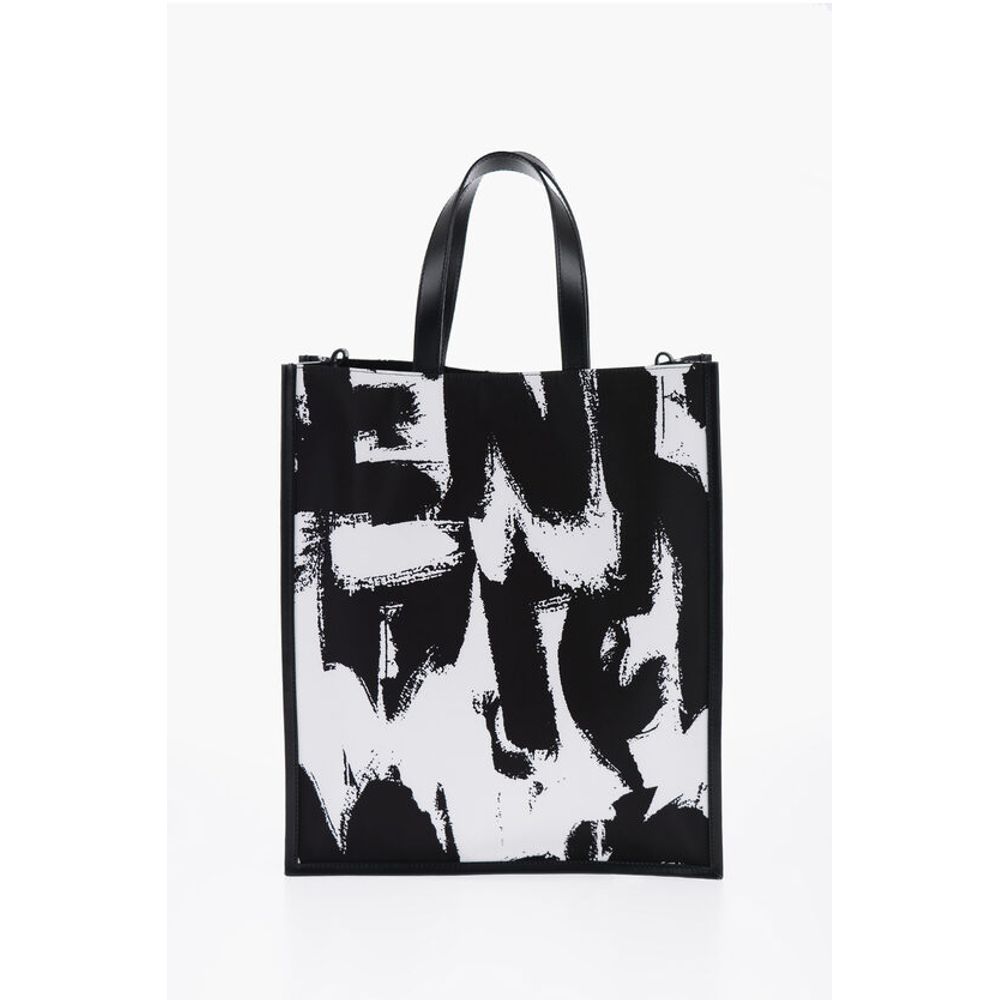 Alexander McQueen Schwarze und weiße Nylon-Umhängetasche