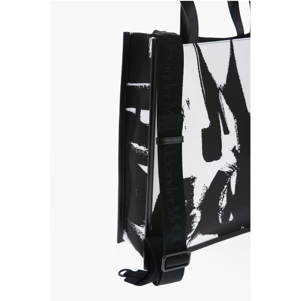 Alexander McQueen Schwarze und weiße Nylon-Umhängetasche