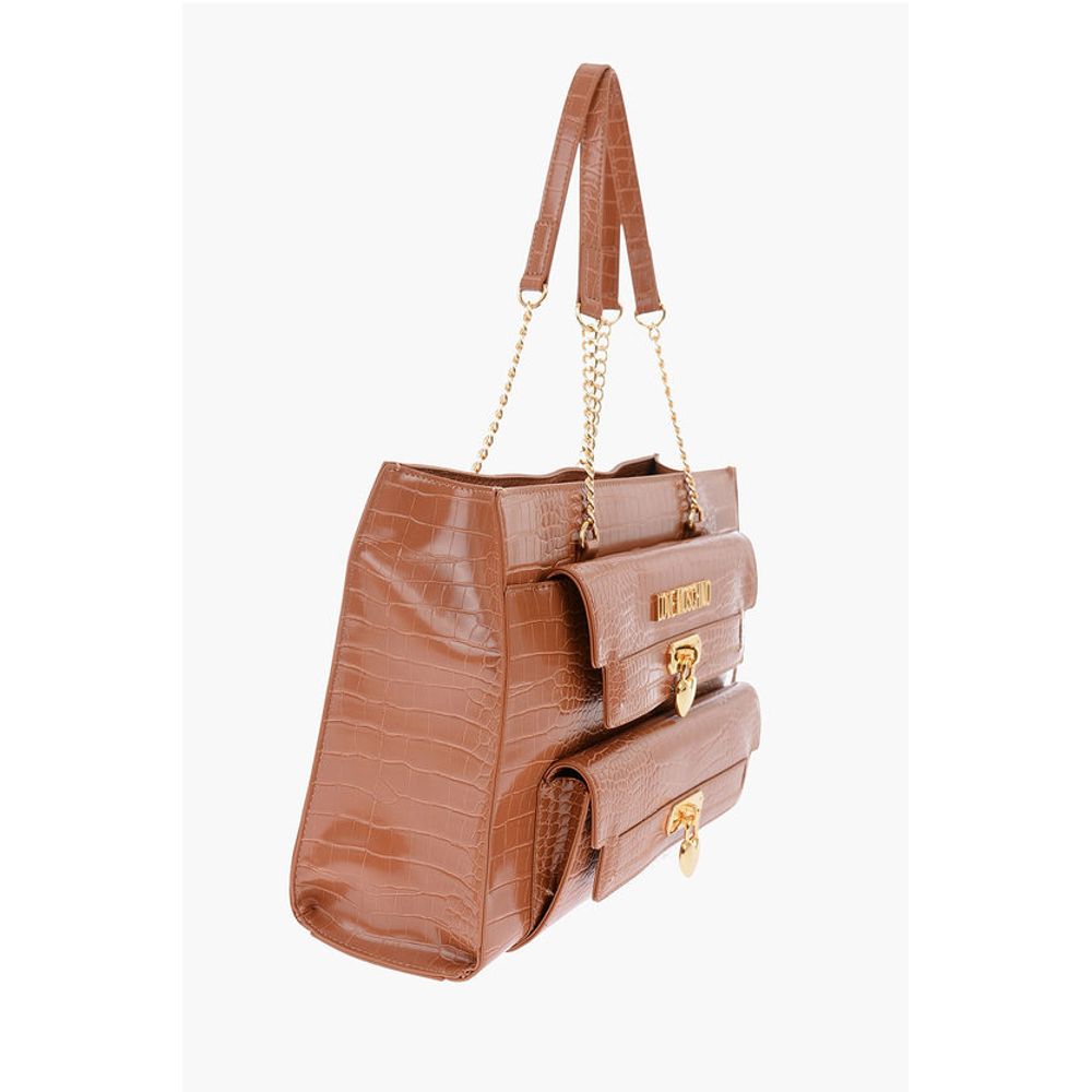 Moschino Braune Polyurethan-Umhängetasche