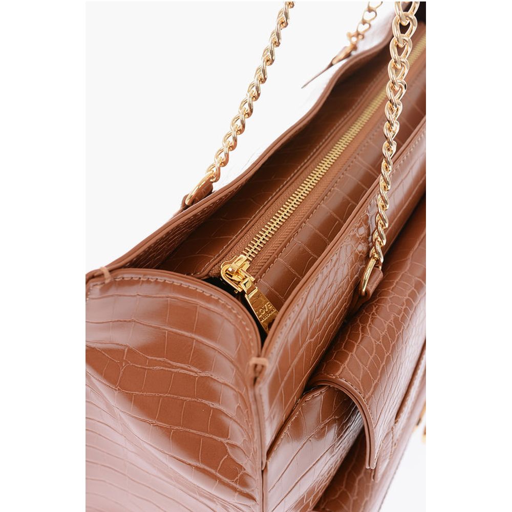 Moschino Braune Polyurethan-Umhängetasche