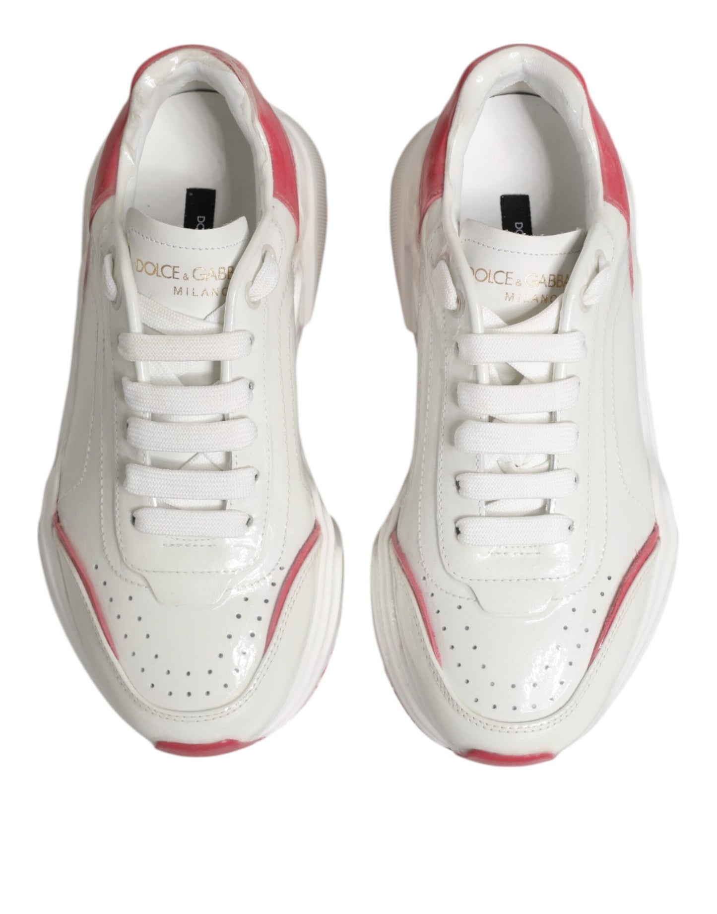 Dolce & Gabbana Weiß Rosa Daymaster Low Top Turnschuhe Schuhe