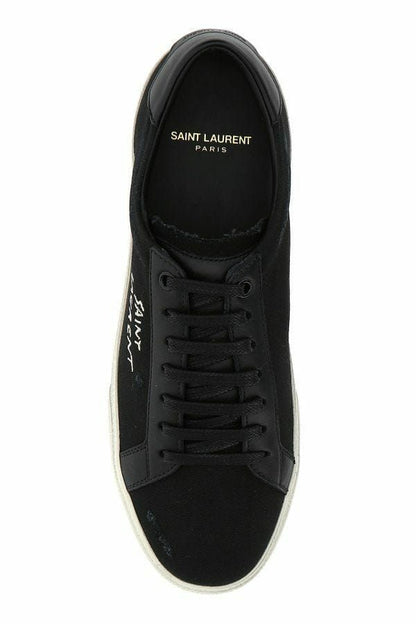 Saint Laurent Schlichte Low-Top-Sneakers aus schwarzem Canvas und Leder