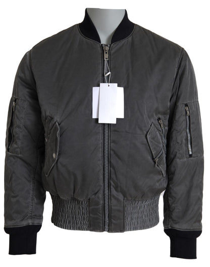 Elegant grey bomber jacket with full zip