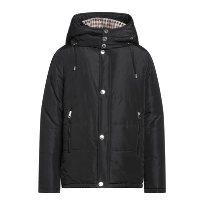 Elegant black jacket with detachable hood