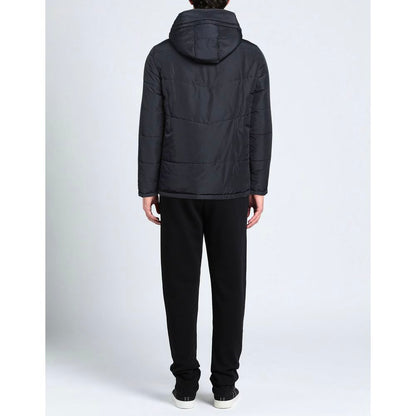 Elegant blue jacket with detachable hood