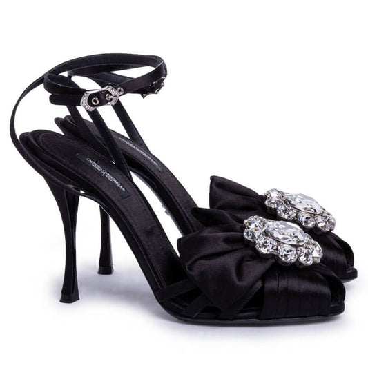 Dolce & Gabbana Schwarze Ziegenleder Damen Sandale