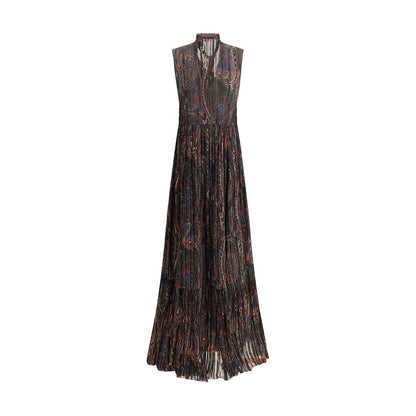 Saint Laurent Paisley langes Kleid