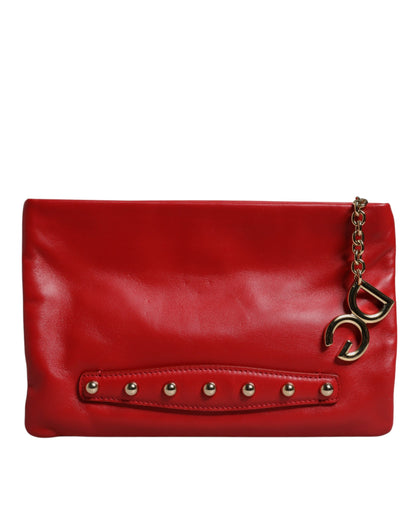 Dolce & Gabbana Rote Revolutions verschönerte Leder Clutch Tasche