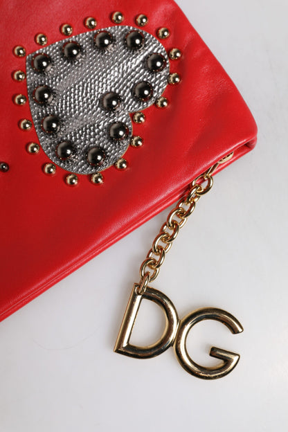 Dolce & Gabbana Rote Revolutions verschönerte Leder Clutch Tasche
