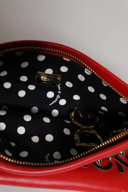 Dolce & Gabbana Rote Revolutions verschönerte Leder Clutch Tasche