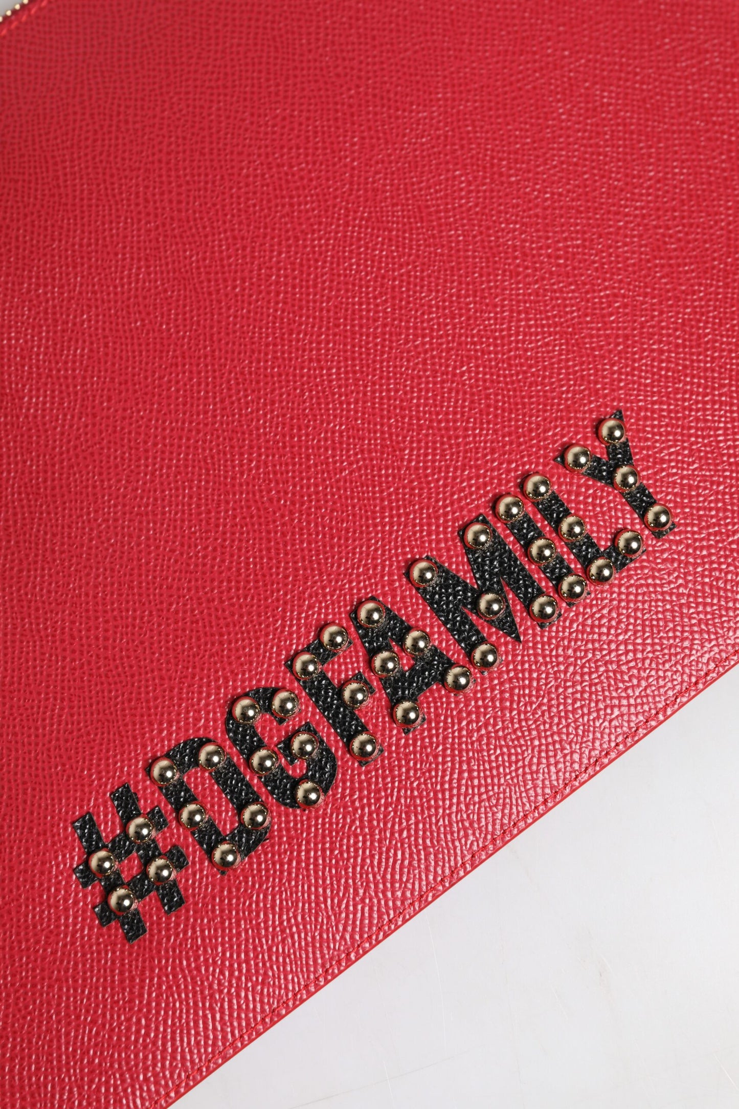Dolce & Gabbana Rote #DGFamily verschönerte Leder Clutch Tasche