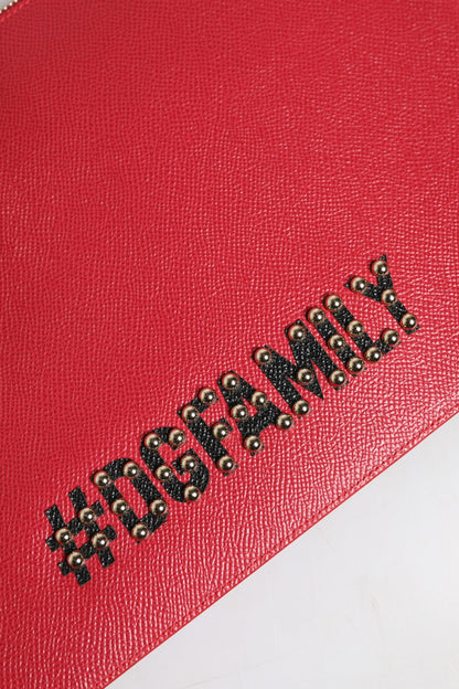 Dolce & Gabbana Rote #DGFamily verschönerte Leder Clutch Tasche