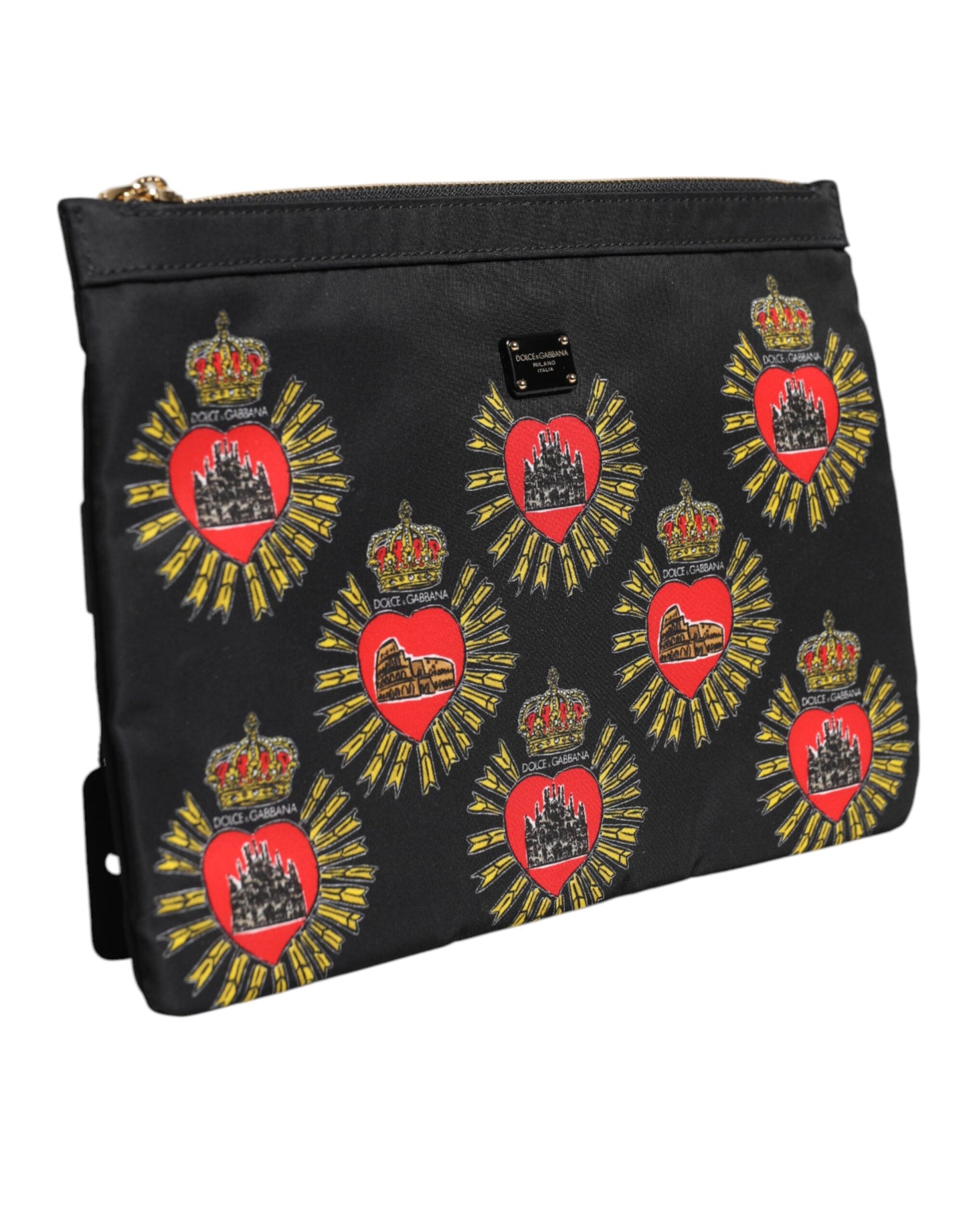 Dolce & Gabbana Schwarzes rotes Nylon Heiliges Herz Clutch Pouch Tasche