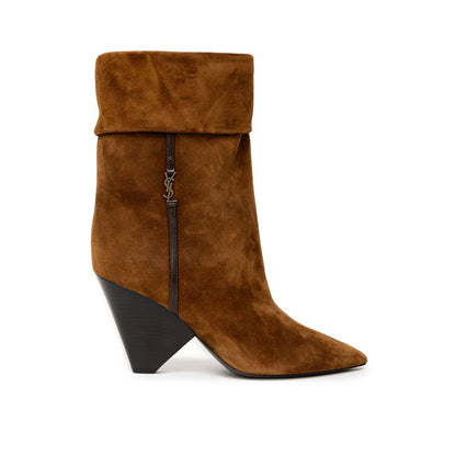 Saint Laurent Brauner Wildlederstiefel