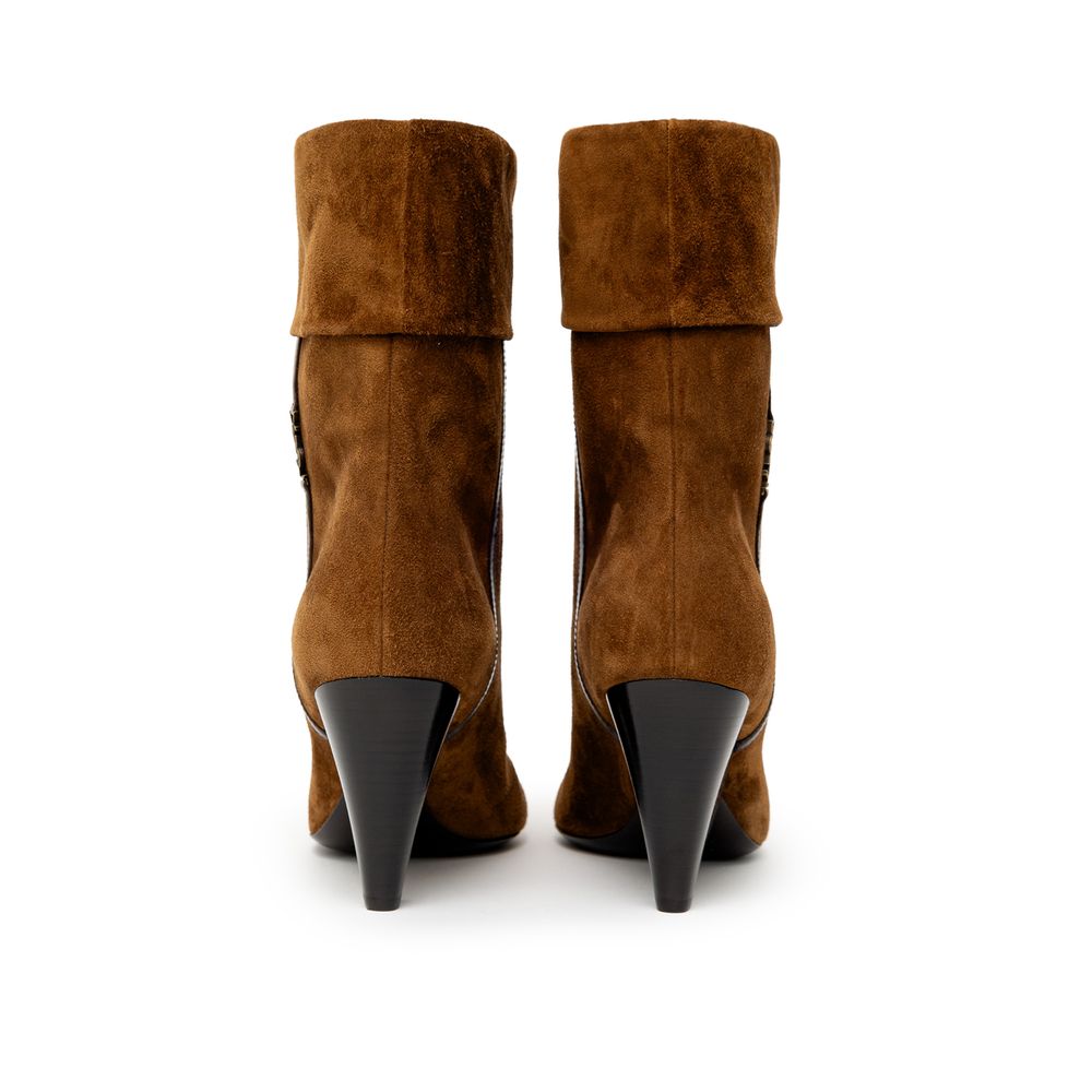 Saint Laurent Brauner Wildlederstiefel