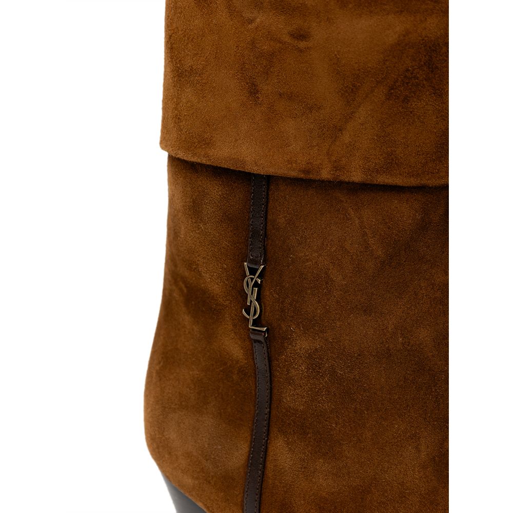 Saint Laurent Brauner Wildlederstiefel