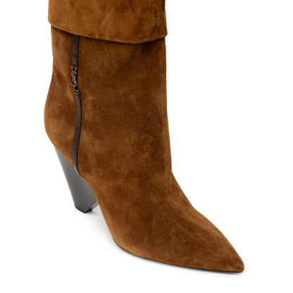 Saint Laurent Brauner Wildlederstiefel