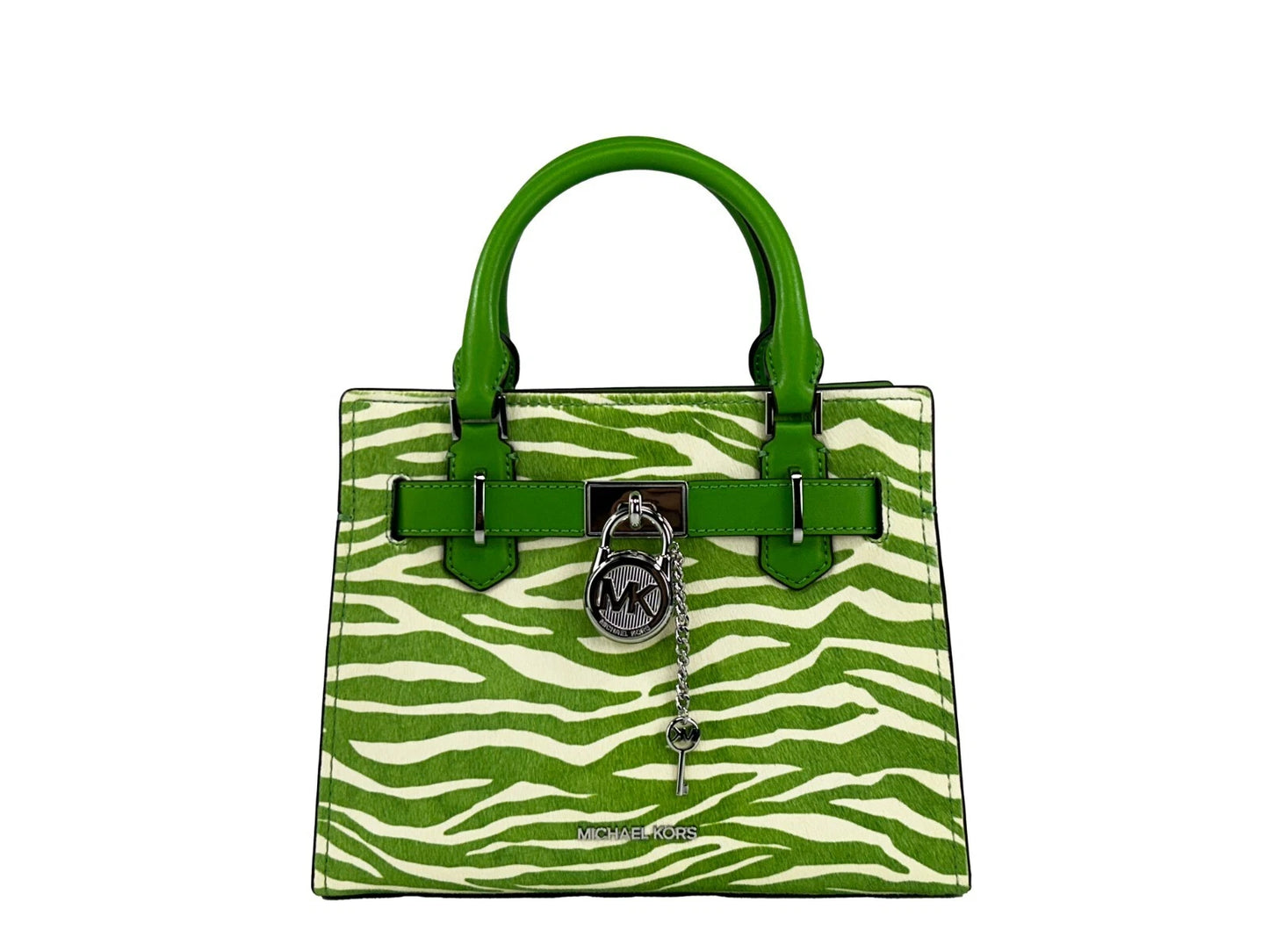 Michael Kors Hamilton Small Leder Zebra Print Satchel Crossbody Dschungel Grün
