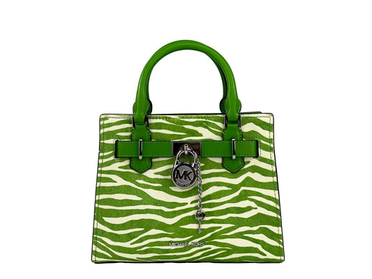 Michael Kors Hamilton Small Leder Zebra Print Satchel Crossbody Dschungel Grün