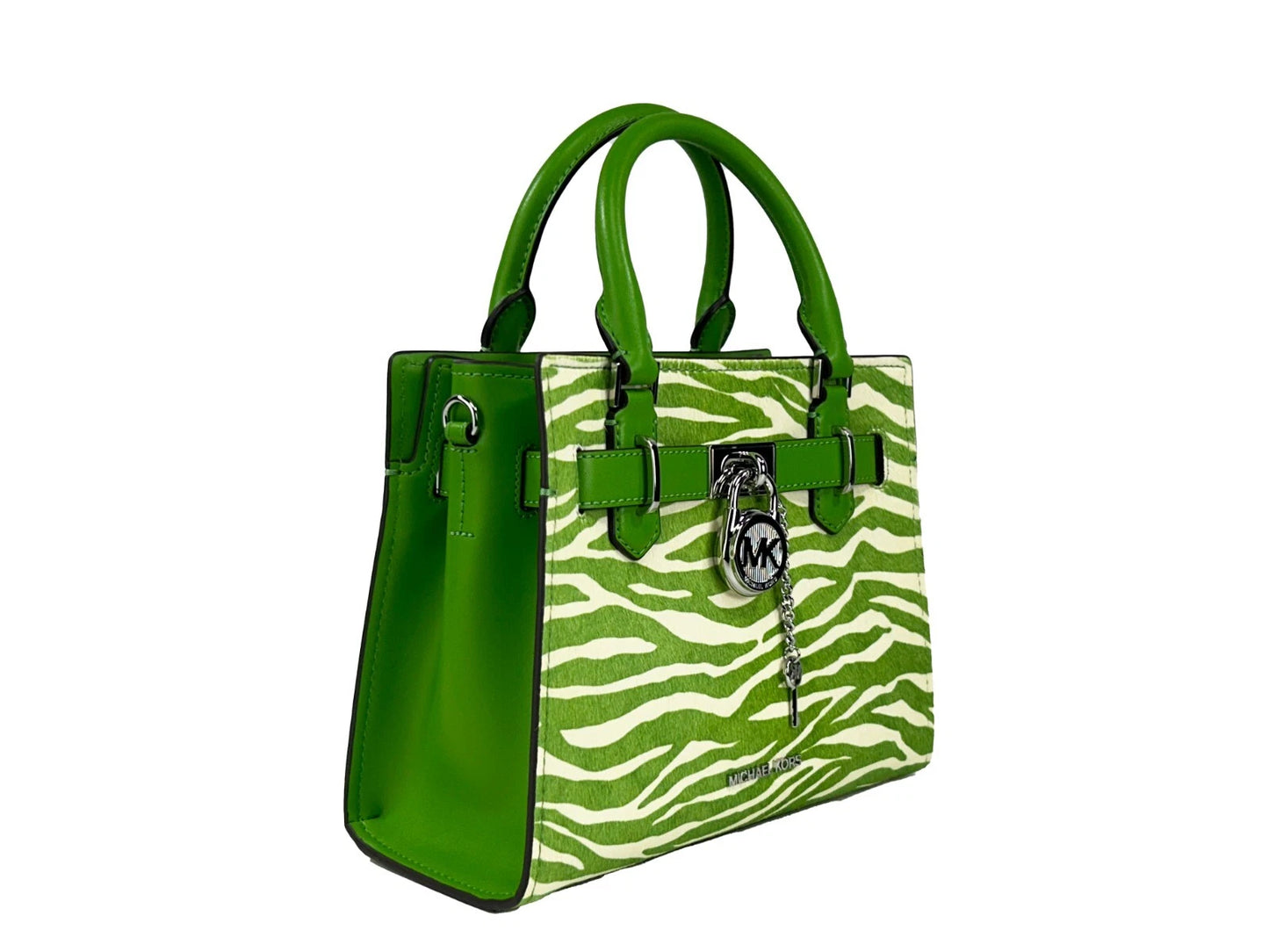Michael Kors Hamilton Small Leder Zebra Print Satchel Crossbody Dschungel Grün