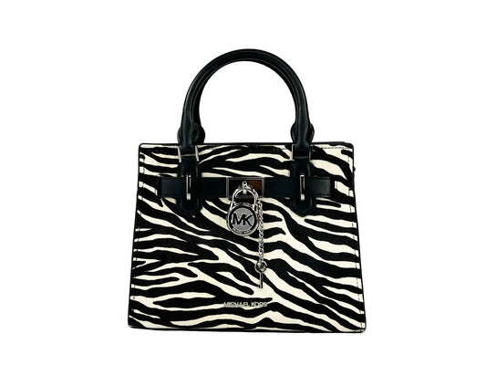 Michael Kors Hamilton Small Leder Zebra Print Satchel Crossbody Schwarz/Weiß