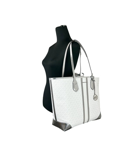 Michael Kors Eva Large Stripe Travel Tote Bag Plus Pouch Weiß