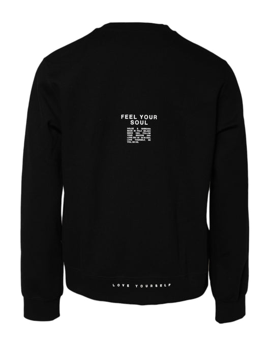 Dolce & Gabbana Schwarzer Logo-Strickpullover aus Baumwolle