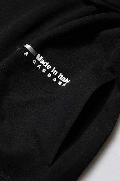 Dolce & Gabbana Schwarzer Logo-Strickpullover aus Baumwolle