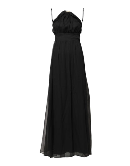 Marciano by Guess Schwarzes ärmelloses langes Kleid aus Tüll und Perlen
