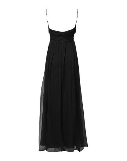 Marciano by Guess Schwarzes ärmelloses langes Kleid aus Tüll und Perlen