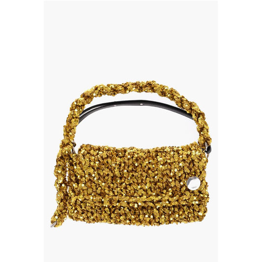 Jil Sander Goldfarbene Polyester-Clutch-Tasche