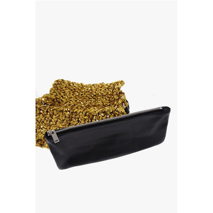 Jil Sander Goldfarbene Polyester-Clutch-Tasche