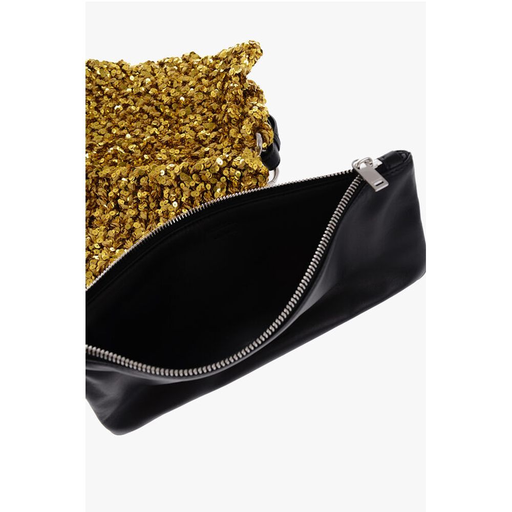 Jil Sander Goldfarbene Polyester-Clutch-Tasche